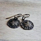 Rustic Antiqued Brass Sand Dollar Earrings, Beach Gift, Sealife Jewelry, Made in USA, Handcrafted by E. Ria Designs, Gift Boxed