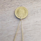 Vintage Chile 10 Pesos Freed Winged Woman Coin Necklace, 14K GF Cable Chain, Made in USA, E. Ria Designs, Victory Celebration Gift Boxed