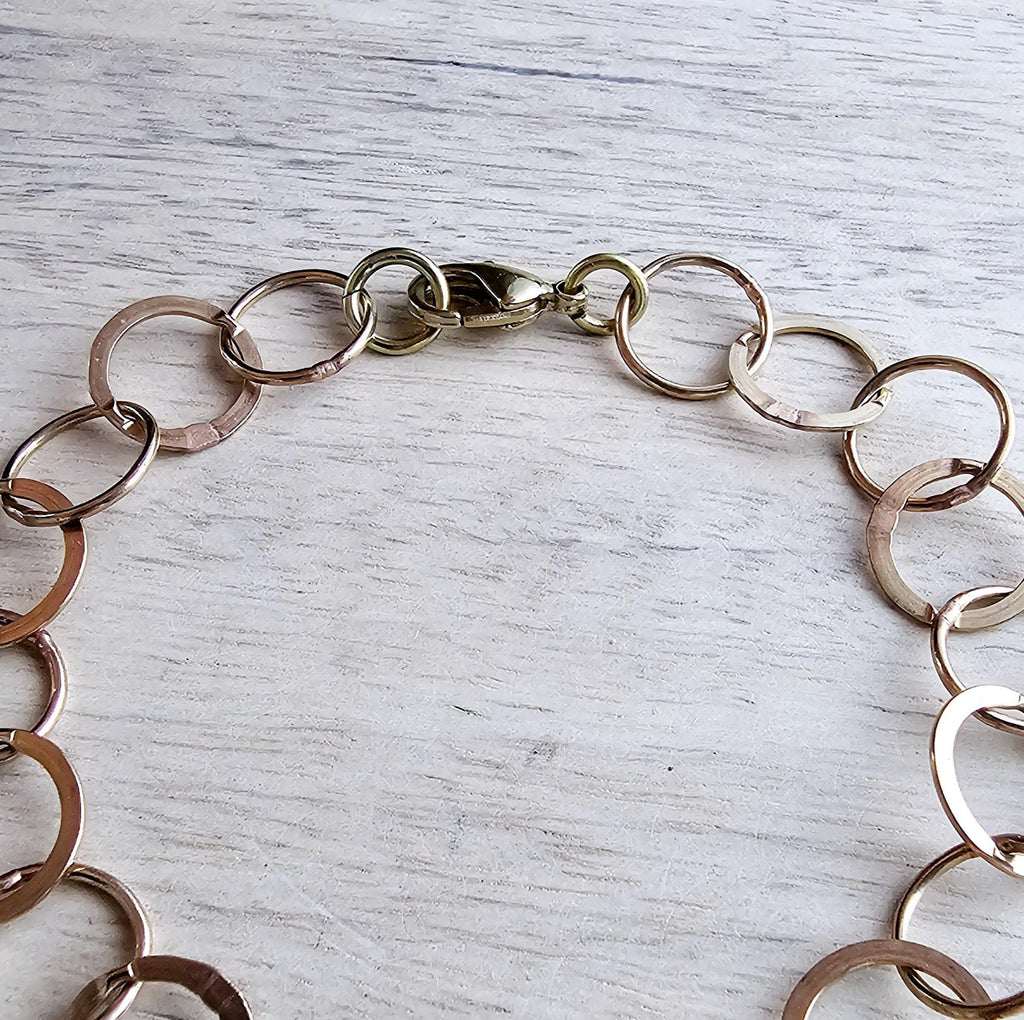 Vintage Chile 10 Pesos Freed Winged Woman Coin Bracelet, Solid Brass Circle Link Chain, Made in USA, E. Ria Designs, Victory, Gift Boxed