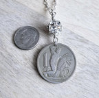Antique 1923 Czechoslovakia Silver Coin, Woman Farmer, Gardener Jewelry, Republika Ceskoslovenska, Made in USA, Gift Box, E. Ria Designs