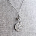 Antique 1923 Czechoslovakia Silver Coin, Woman Farmer, Gardener Jewelry, Republika Ceskoslovenska, Made in USA, Gift Box, E. Ria Designs