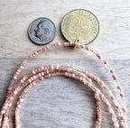 French 20 Centimes Coin Necklace, Marianne, Mixed Peach Glass Seed Bead Chain, 14K Gold Filled Clasp, Gift Boxed, Made in USA E. Ria Designs