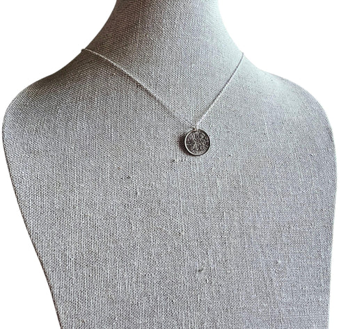 1967 British Six Pence Vintage Coin Necklace, Leek, Rose, Thistle, Shamrock, .925 Sterling Cable Chain, Made in USA, E. Ria Designs