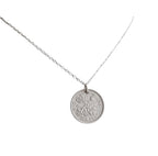 1967 British Six Pence Vintage Coin Necklace, Leek, Rose, Thistle, Shamrock, .925 Sterling Cable Chain, Made in USA, E. Ria Designs