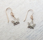 Solid Gold Bronze Lotus Earrings, Gift Boxed, Flower Girl Yoga Gift, Floral Jewelry Handmade in USA, E. Ria Designs, Simple Everyday Jewelry