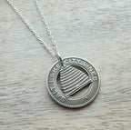 Salt Lake City SLC Beehive Bee Skep Transit Token Necklace, Vintage Coin Jewelry, Handcrafted .925 Sterling Silver Chain, Made in USA
