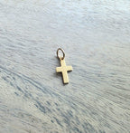 14K Gold Fill Flat Cross Charm, Christian Gift, Add to Chain Necklace Charm Bracelet, Shiny Gold, Gift Boxed Baptism Gift, Confirmation Gift