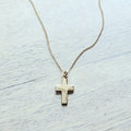 14K Gold Fill Flat Cross Charm Necklace, Christian Gift, Choose Chain, Shiny Gold, Gift Boxed Baptism Gift, Confirmation Gift