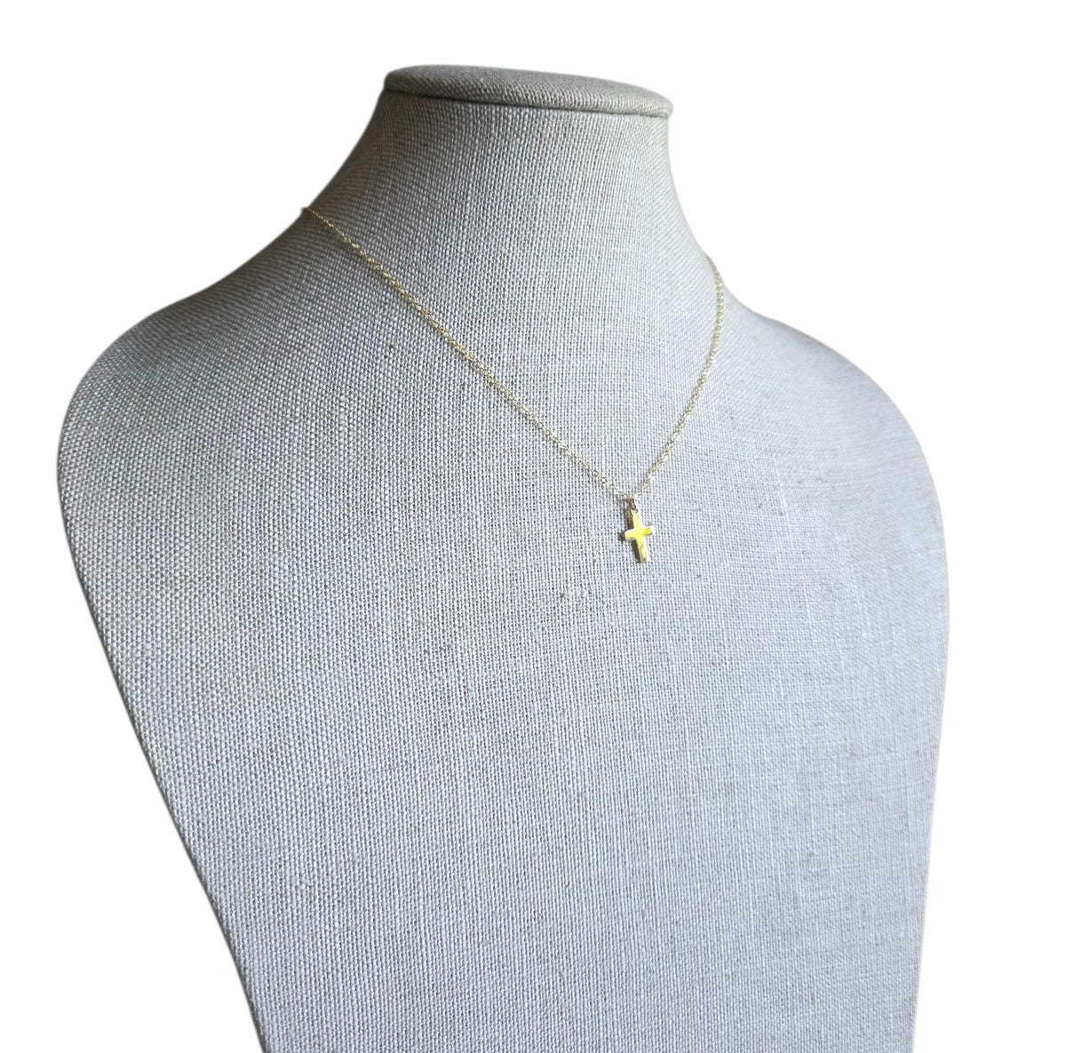 14K Gold Fill Flat Cross Charm Necklace, Christian Gift, Choose Chain, Shiny Gold, Gift Boxed Baptism Gift, Confirmation Gift