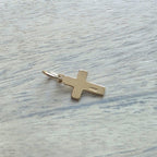 14K Gold Fill Flat Cross Charm, Christian Gift, Add to Chain Necklace Charm Bracelet, Shiny Gold, Gift Boxed Baptism Gift, Confirmation Gift