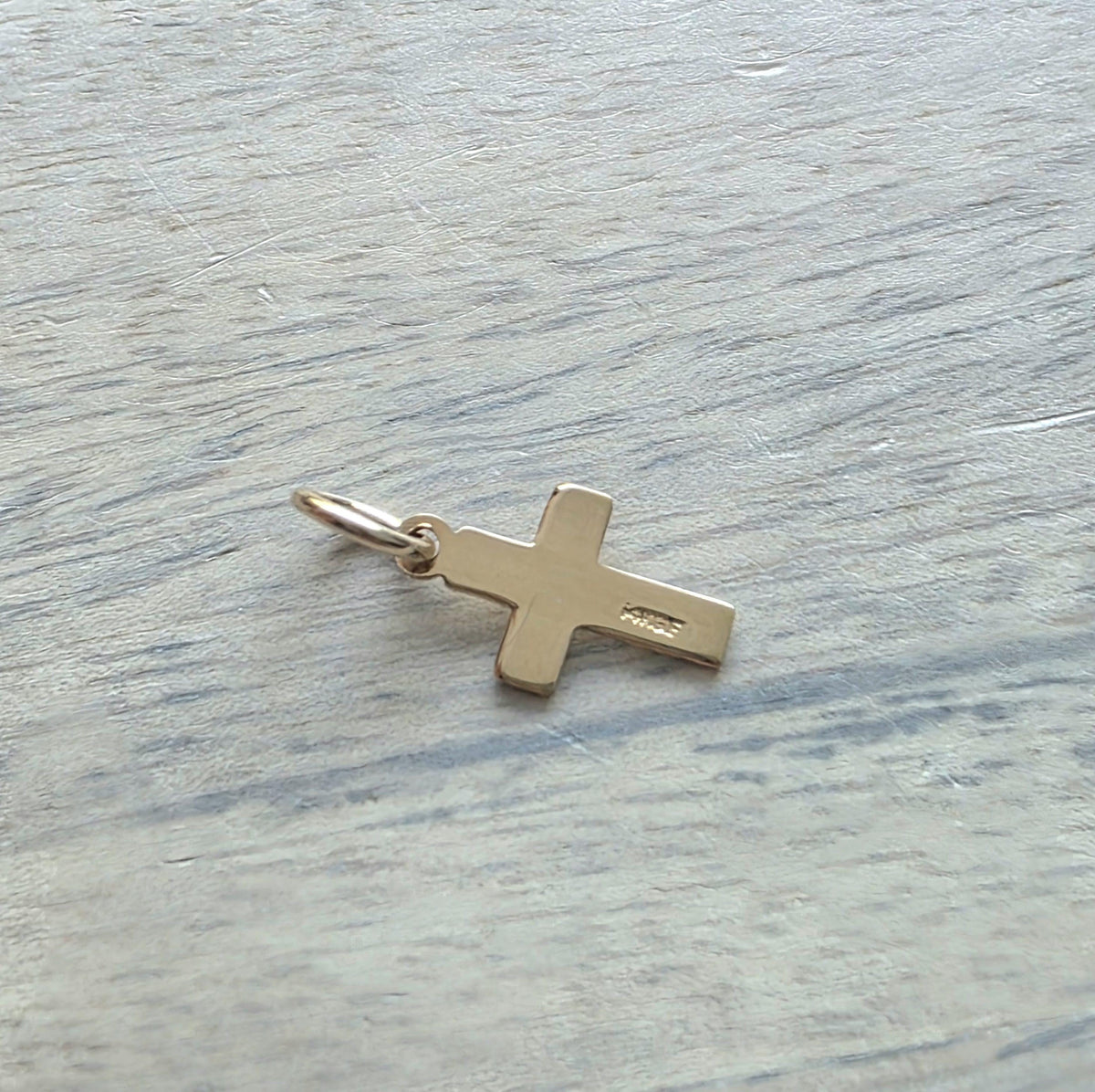 14K Gold Fill Flat Cross Charm, Christian Gift, Add to Chain Necklace Charm Bracelet, Shiny Gold, Gift Boxed Baptism Gift, Confirmation Gift
