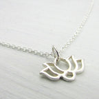 Silver Lotus Necklace | Lotus Necklace | Silver Lotus Charm Necklace | Yoga Necklace | Purity Symbol Necklace | Fortune Necklace | Flower