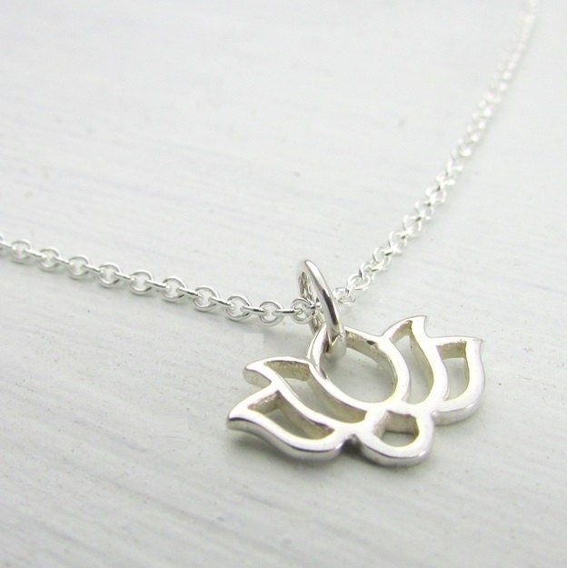 Silver Lotus Necklace | Lotus Necklace | Silver Lotus Charm Necklace | Yoga Necklace | Purity Symbol Necklace | Fortune Necklace | Flower