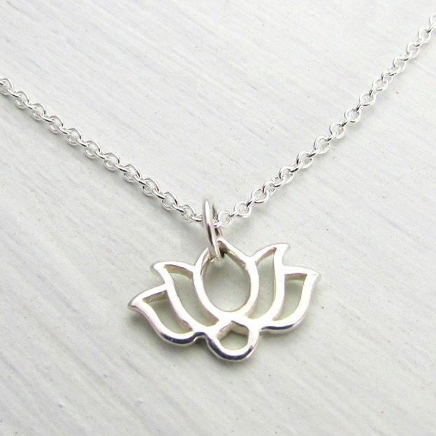 Silver Lotus Necklace | Lotus Necklace | Silver Lotus Charm Necklace | Yoga Necklace | Purity Symbol Necklace | Fortune Necklace | Flower