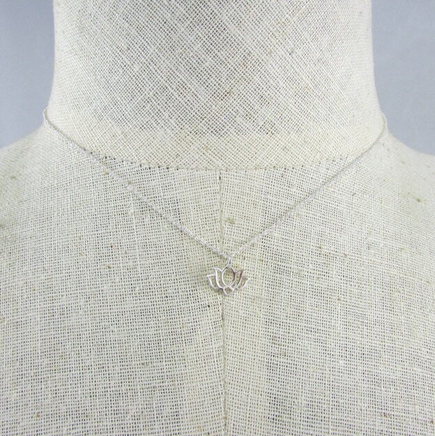 Silver Lotus Necklace | Lotus Necklace | Silver Lotus Charm Necklace | Yoga Necklace | Purity Symbol Necklace | Fortune Necklace | Flower