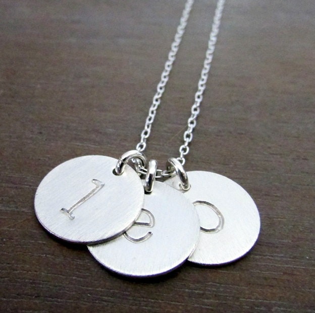 Silver Letter Charm | Half-Inch Silver Initial | Lowercase Typewriter Hand Stamped Pendant by E. Ria Designs, Made in USA of American Silver
