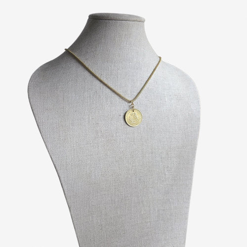 1964 Vintage Coin Necklace, South Africa 1/2 Cent, Bird Pendant, Brass Box Chain, Gift Boxed, Made in USA, Bird Lover Gift, Handmade Jewelry
