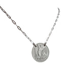 1922 Czechoslovakia 1 Koruna Antique Coin Necklace, 925 Sterling Silver Paperclip Cable Chain, Woman Farmer Gardener Jewelry, Gift Box, USA