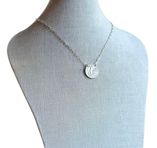 1922 Czechoslovakia 1 Koruna Antique Coin Necklace, 925 Sterling Silver Paperclip Cable Chain, Woman Farmer Gardener Jewelry, Gift Box, USA