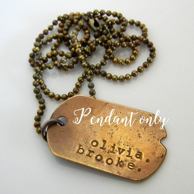 Personalized Dog Tag - Custom Dogtag - Dogtag Charm - Brass Rustic Dogtag - Personalized Brass Charm