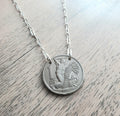1922 Czechoslovakia 1 Koruna Antique Coin Necklace, 925 Sterling Silver Paperclip Cable Chain, Woman Farmer Gardener Jewelry, Gift Box, USA