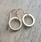 14K Gold Filled, Brushed Little Gold Hoop Earrings, Hand Crafted Artisan Earrings, French Ear Wires, Made in USA by E. Ria Designs, Gift Box