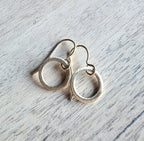 14K Gold Filled, Brushed Little Gold Hoop Earrings, Hand Crafted Artisan Earrings, French Ear Wires, Made in USA by E. Ria Designs, Gift Box