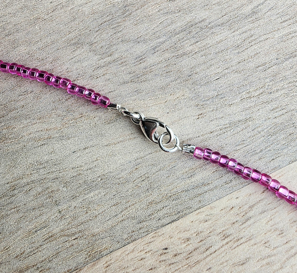Fuchsia Glass Seed Bead Coin Necklace, 2006 New Zealand 20 Cent Coin Jewelry, Māori Carving of Pukaki, Gift Boxed, Artisan Handmade in USA
