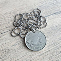 1984 Vintage Bermuda Fish Coin Necklace, Stainless Steel Ball Chain, Gift Boxed, Birthday or Anniversary Gift, Made in USA, ERiaDesigns