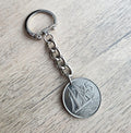 1996 Cayman Islands Coin Keychain, 25 Cent, Schooner Ship, Maritime Gift, Birthday Gift, Gift Boxed, Handcrafted in USA by E. Ria Designs