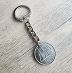 1996 Cayman Islands Coin Keychain, 25 Cent, Schooner Ship, Maritime Gift, Birthday Gift, Gift Boxed, Handcrafted in USA by E. Ria Designs