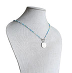 Sea Glass Style Beaded 20" Necklace, French 1 Franc Genuine Coin, Pewter Toggle, Beachy Necklace, Gift Box, Handcrafted USA E. Ria Designs