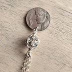 1909 Antique Italy Coin Necklace, Rhinestone Ball, .925 Sterling Silver Cable + Rolo Chain, Gift Box, Artisan Handmade in USA, 20 Centesimi