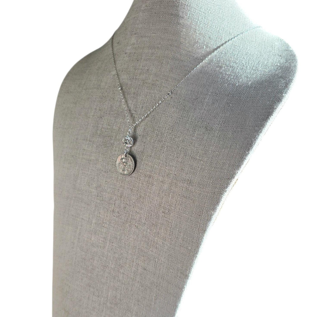 1909 Antique Italy Coin Necklace, Rhinestone Ball, .925 Sterling Silver Cable + Rolo Chain, Gift Box, Artisan Handmade in USA, 20 Centesimi