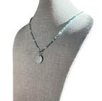 Sea Glass Style Beaded Coin Necklace, Italy Genuine Coin 20 Centesimi, Pewter Toggle, Beach Necklace Gift Box Handcrafted USA E. Ria Designs