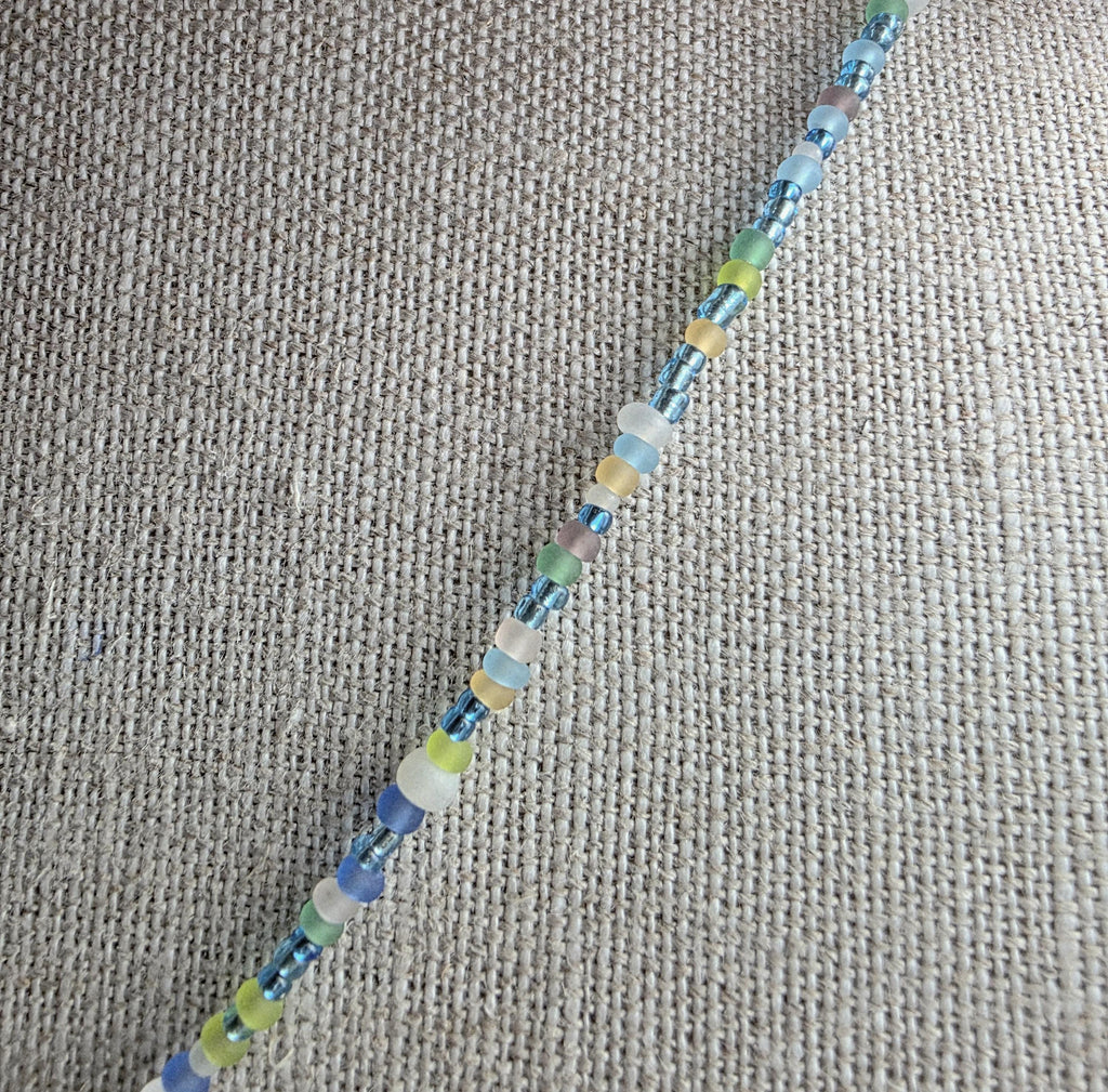 Sea Glass Style Beaded Coin Necklace, Italy Genuine Coin 20 Centesimi, Pewter Toggle, Beach Necklace Gift Box Handcrafted USA E. Ria Designs
