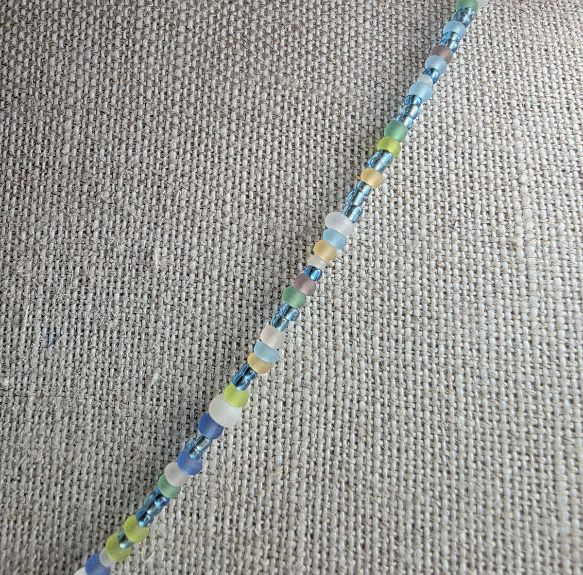 Sea Glass Style Beaded Coin Necklace, Italy Genuine Coin 20 Centesimi, Pewter Toggle, Beach Necklace Gift Box Handcrafted USA E. Ria Designs