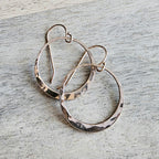 Hammered 14K Rose Gold Filled Hoop Earrings, Artisan French Wires
