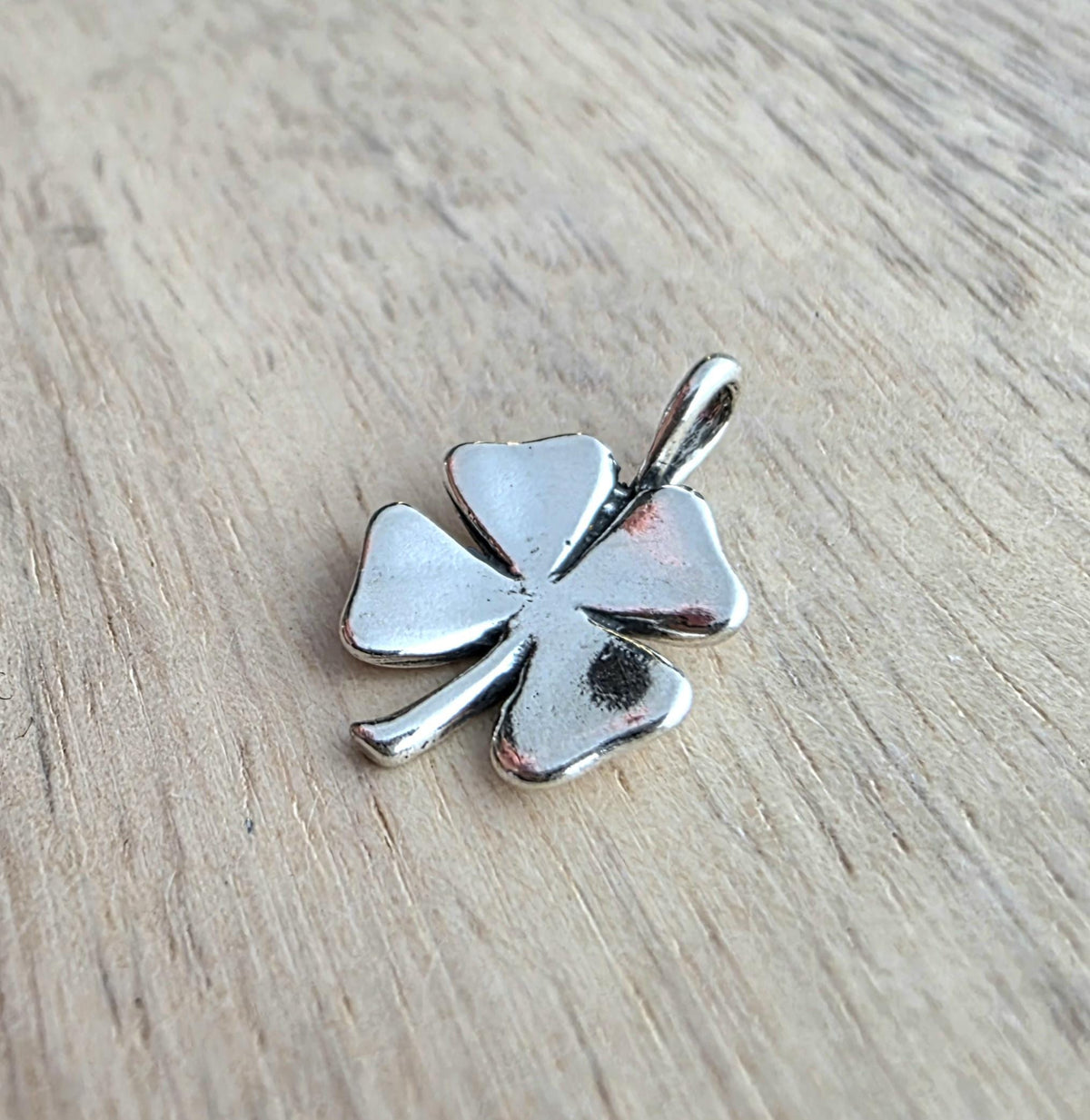 Silver Four Leaf Clover Charm, .925 Sterling Pendant, St. Patrick's Day Gift, Irish Jewelry, Lucky Charm