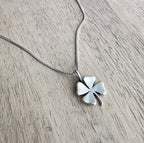 Silver Four Leaf Clover Charm, .925 Sterling Pendant, St. Patrick's Day Gift, Irish Jewelry, Lucky Charm