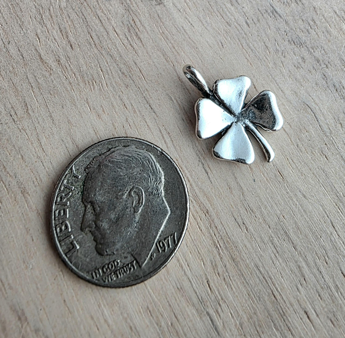 Silver Four Leaf Clover Charm, .925 Sterling Pendant, St. Patrick's Day Gift, Irish Jewelry, Lucky Charm