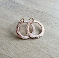 Hammered 14K Rose Gold Filled Hoop Earrings, Artisan French Ear Wires, 1 Inch