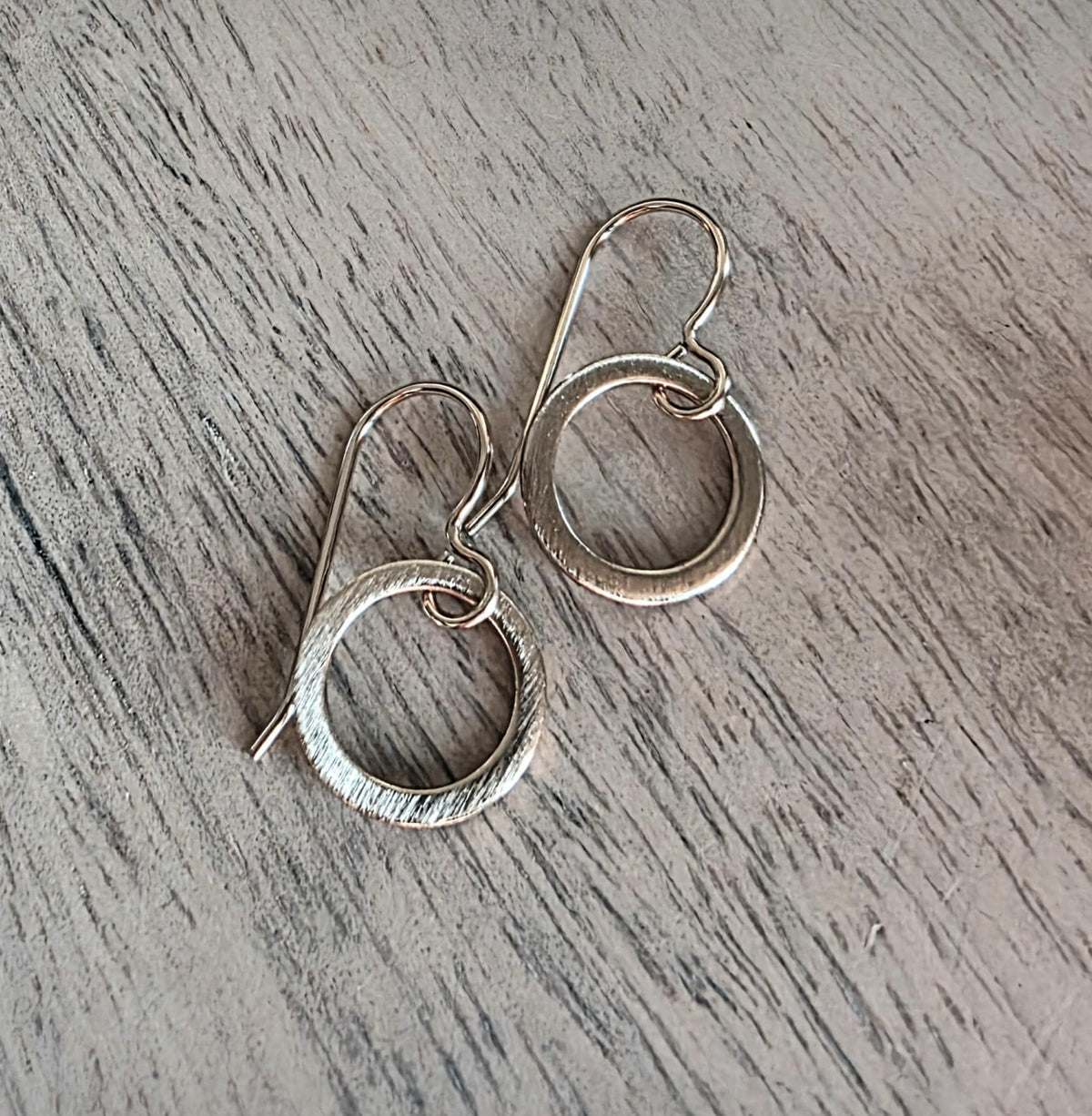 14K Gold Filled, Brushed Little Gold Hoop Earrings, Hand Crafted Artisan Earrings, French Ear Wires, Made in USA by E. Ria Designs, Gift Box