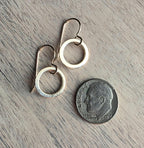 14K Gold Filled, Brushed Little Gold Hoop Earrings, Hand Crafted Artisan Earrings, French Ear Wires, Made in USA by E. Ria Designs, Gift Box