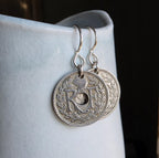 French Washer Coin Earrings, .925 Sterling Silver Ear Wires, 5 Cents, Handcrafted USA, E. Ria Designs, Gift Box