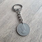 1996 Cayman Islands Coin Keychain, 25 Cent, Schooner Ship, Maritime Gift, Birthday Gift, Gift Boxed, Handcrafted in USA by E. Ria Designs