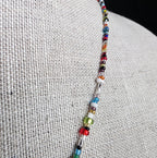 Genuine Italian Coin Necklace, Old Italy 2 Lira, Mixed Color Seed Bead Necklace, Made in USA, E. Ria Designs