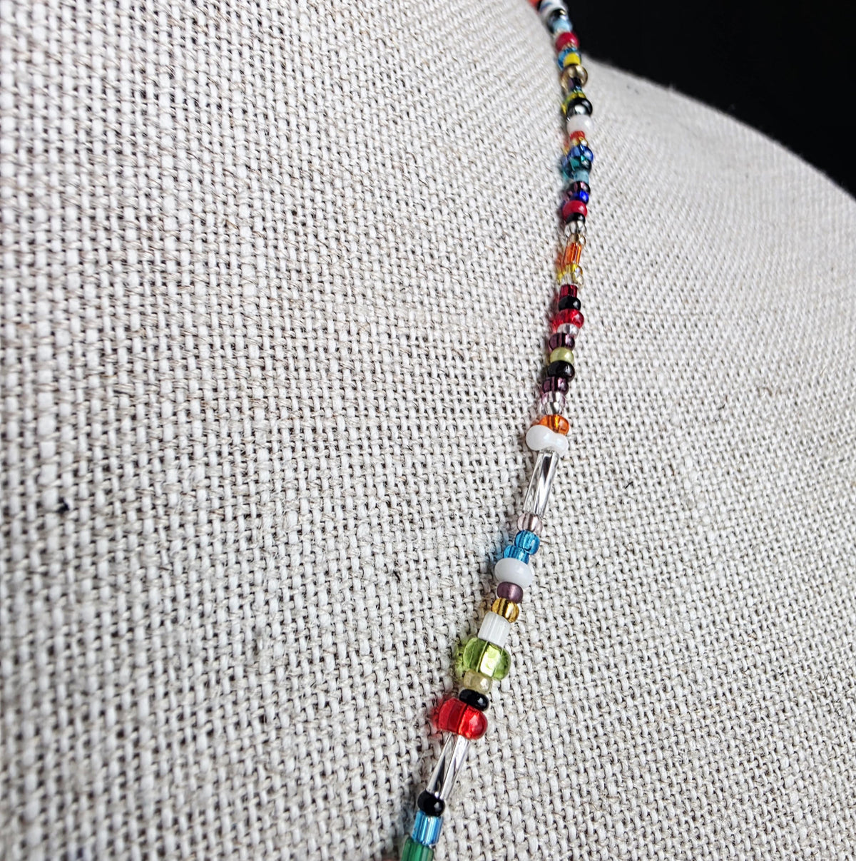 Genuine Italian Coin Necklace, Old Italy 2 Lira, Mixed Color Seed Bead Necklace, Made in USA, E. Ria Designs