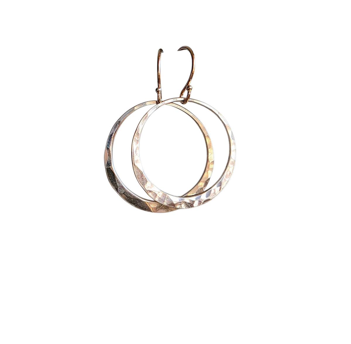 Hammered 14K Rose Gold Filled Hoop Earrings, Artisan French Wires