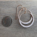 Hammered 14K Rose Gold Filled Hoop Earrings, Artisan French Wires